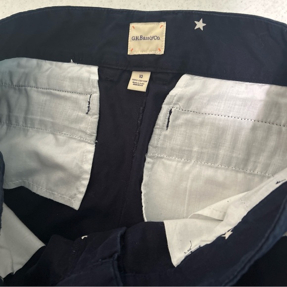 G.W. Bass & Co. Shorts Women’s Size 10 Short Shorts Chino Navy White Stars - Picture 5 of 10